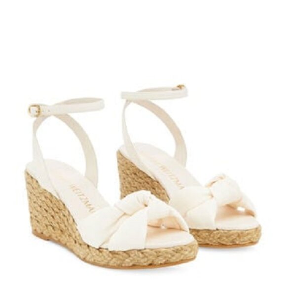Stuart Weitzman SZ 7B $395 Seashell Natural Leather Playa Knot Espadrilles - Picture 1 of 11